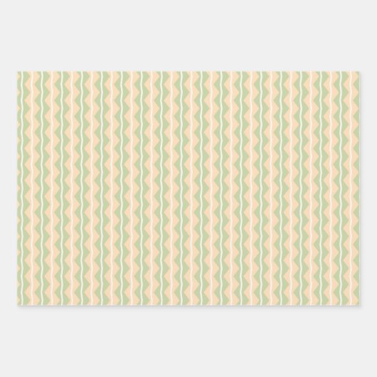 Zigzag Chevron Strepen-Oranje,Groen en licht ivoor Inpakpapier Vel (Voorkant)
