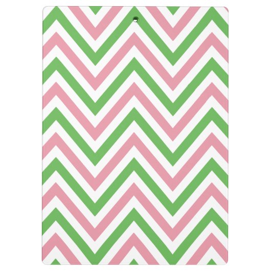 Zigzag, Chevron, Stripes, Roze, Groen, Jouw naam Klembord (Achterkant)