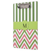 Zigzag, Chevron, Stripes, Roze, Groen, Monogram Klembord (Links)