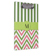 Zigzag, Chevron, Stripes, Roze, Groen, Monogram Klembord (Rechts)