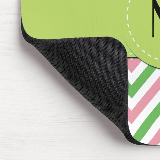 Zigzag, Chevron, Stripes, Roze, Groen, Monogram Muismat (Hoek)