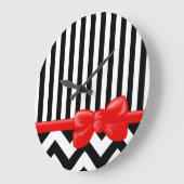 Zigzag, Chevron, Stripes, zwart en wit Grote Klok (Hoek)