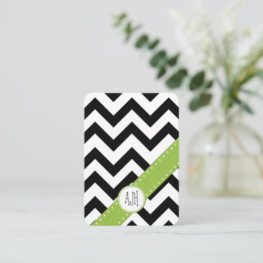 Zigzag, Chevron, Stripes, zwart en wit Visitekaartje (Staand voorkant)
