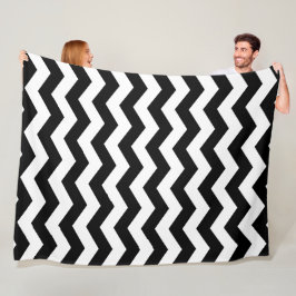 Zigzag Chevron Zwart En Wit Fleece Deken