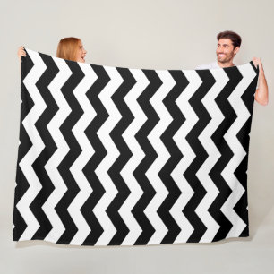Zigzag Chevron Zwart En Wit Fleece Deken