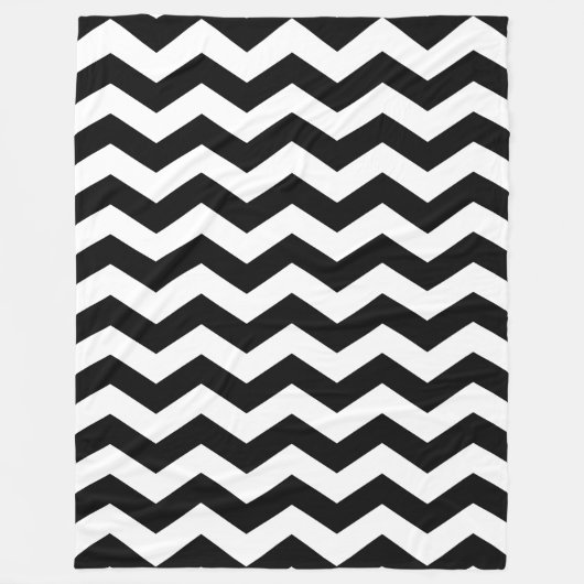 Zigzag Chevron Zwart En Wit Fleece Deken (Voorkant)