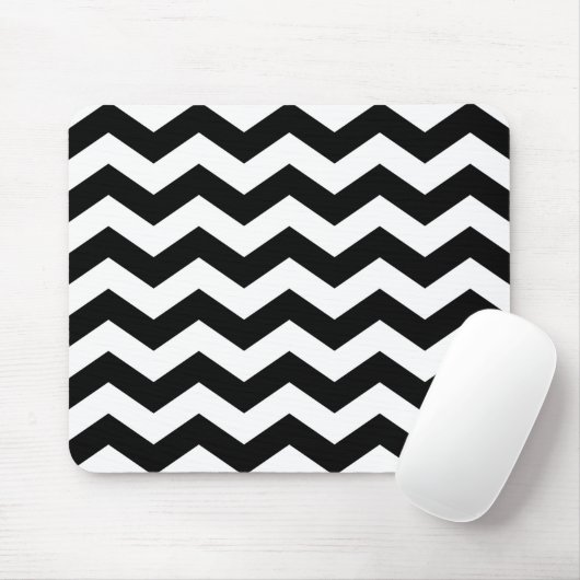 Zigzag Chevron Zwart En Wit Muismat (Met muis)