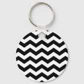 Zigzag Chevron Zwart En Wit Sleutelhanger (Voorkant)