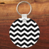 Zigzag Chevron Zwart En Wit Sleutelhanger (Voorkant)