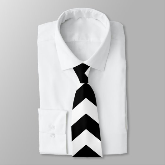 Zigzag Chevron Zwart En Wit Stropdas (Gebonden)