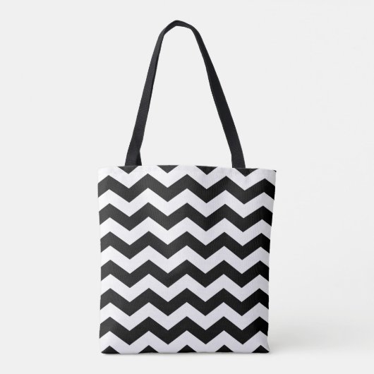 Zigzag Chevron Zwart En Wit Tote Bag (Achterkant)