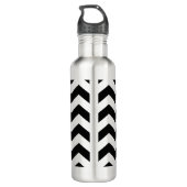 Zigzag Chevron Zwart En Wit Waterfles (Achterkant)