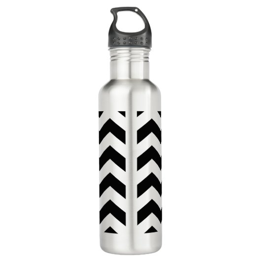 Zigzag Chevron Zwart En Wit Waterfles (Achterkant)