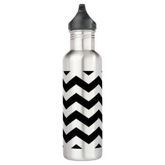 Zigzag Chevron Zwart En Wit Waterfles (Rechts)