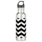 Zigzag Chevron Zwart En Wit Waterfles (Voorkant)