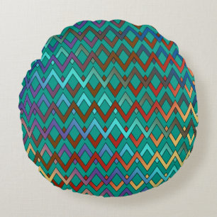 ZIGZAG-diamanten - gekleurd + uw rug. en ideeën Rond Kussen