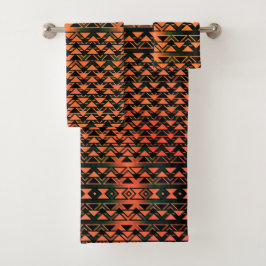 ZigZag driehoeken op gradiëntsepia, oranje zalm Bad Handdoek
