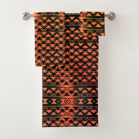 ZigZag driehoeken op gradiëntsepia, oranje zalm Bad Handdoek (Insitu)