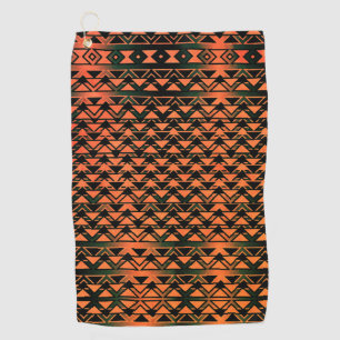ZigZag driehoeken op gradiëntsepia, oranje zalm Golfhanddoek
