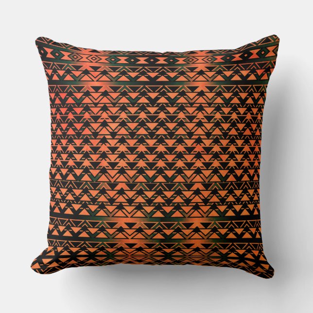 ZigZag driehoeken op gradiëntsepia, oranje zalm Kussen (Voorkant)