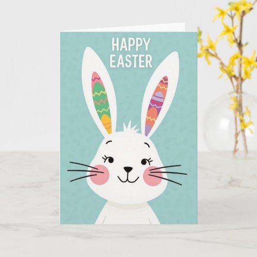 Zigzag Easter Bunny Pattern Card Kaart (Gele Bloem)