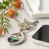 Zigzag en groene boog met monogram sleutelhanger (Zijkant)