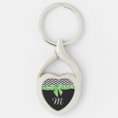 Zigzag en groene boog met monogram sleutelhanger (Voorkant)
