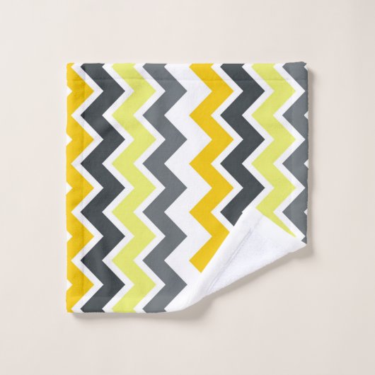 ZIGZAG - GEEL EN GRIJS BAD HANDDOEK (Wasdoekje)