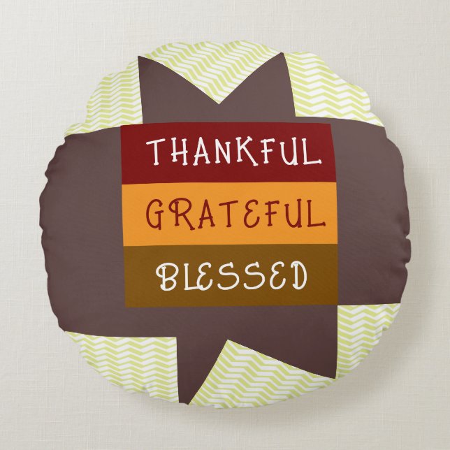 Zigzag geel rond kussen (Voorkant)