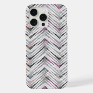 Zigzag, geometrisch, grijs, lila, roze, zwart, str iPhone 15 pro max case