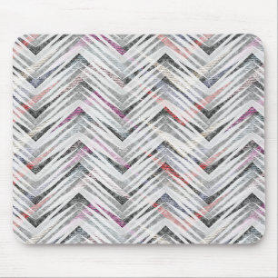 Zigzag, geometrisch, grijs, lila, roze, zwart, str muismat
