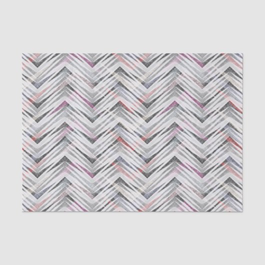 Zigzag, geometrisch, grijs, lila, roze, zwart, str tissuepapier (Voorkant)