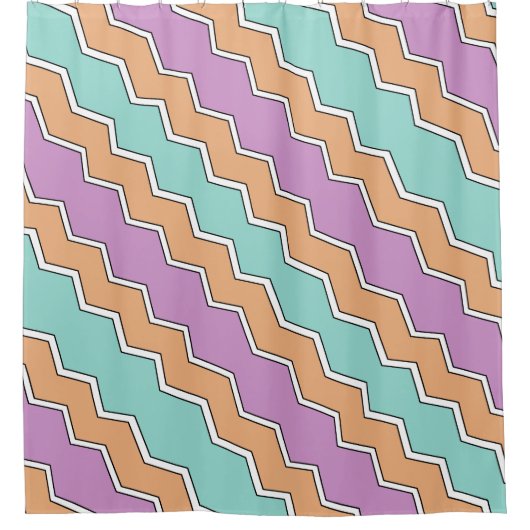 ZigZag geometrisch patroon Douchegordijn (Voorkant)