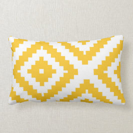 Zigzag Geometrisch Patroon Geel en Wit Kussen