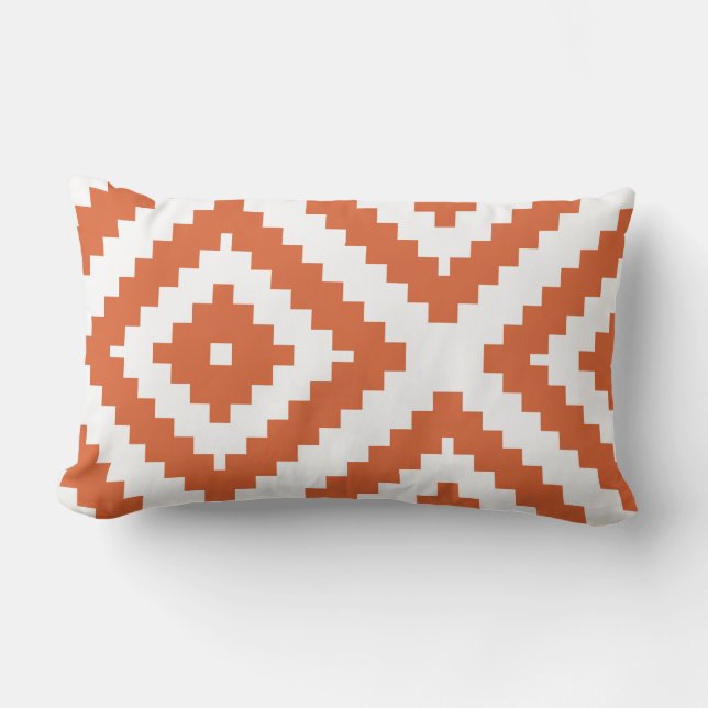 Zigzag Geometrisch Patroon Oranje en wit Kussen (Voorkant)