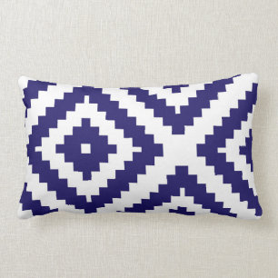 Zigzag Geometrische patroon Kobalt Blue en White Kussen