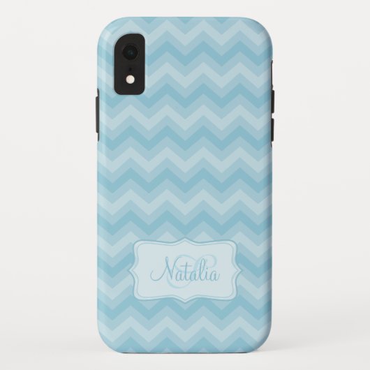 Zigzag gepatenteerde blauwe naam initiaal Case-Mate iPhone case (Achterkant)