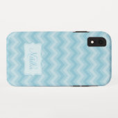 Zigzag gepatenteerde blauwe naam initiaal Case-Mate iPhone case (Achterkant (horizontaal))