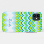 Zigzag gevlekte blauwgroen naam initiaal draagtas Case-Mate iPhone case (Achterkant (horizontaal))