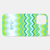 Zigzag gevlekte blauwgroen naam initiaal draagtas Case-Mate iPhone case (Achterkant (horizontaal))