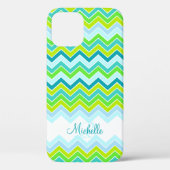 Zigzag gevlekte blauwgroen naam initiaal draagtas Case-Mate iPhone case (Achterkant)