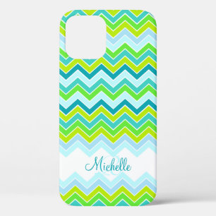Zigzag gevlekte blauwgroen naam initiaal draagtas Case-Mate iPhone case