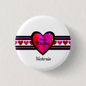 ZigZag Heart Lined Design Texted Ronde Button 3,2 Cm (Voorkant)