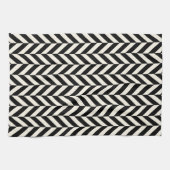 Zigzag Herringbone Black en Cream Theedoek (Horizontaal)