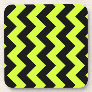 Zigzag I - Zwart en fluorescerend geel Onderzetter