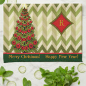 Zigzag kerstboom - monogram theedoek (Gevouwen)