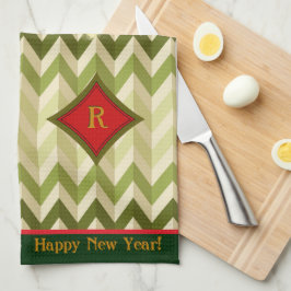 Zigzag kerstboom - monogram theedoek