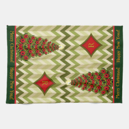 Zigzag kerstboom - monogram theedoek