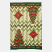 Zigzag kerstboom - monogram theedoek (Verticaal)