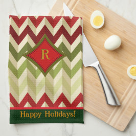 Zigzag Kerstmis (Monogrammed) Theedoek